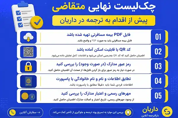 چک ‌لیست نهایی متقاضی پیش از اقدام به ترجمه در داریان